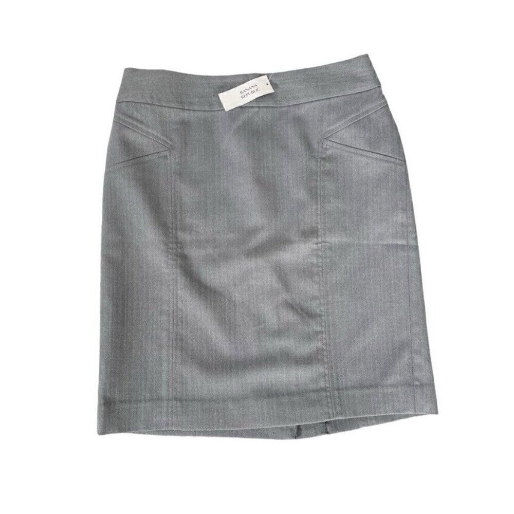 Banana Republic Women's Sz 4 Gray Straight Pencil Skirt Back Vent NWT